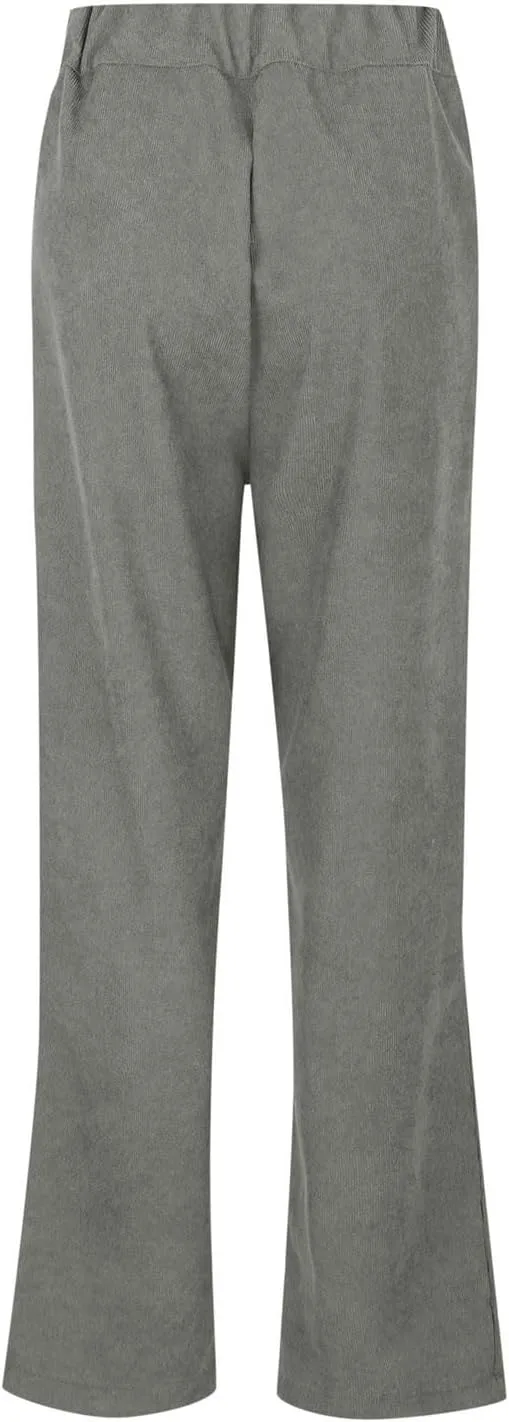 Кордюровые брюки Women Casual с высокой посадкой, на двух пуговицах, эластичные, свободные, модные широкие брюки для осенних образов Generic, серый — фото 2