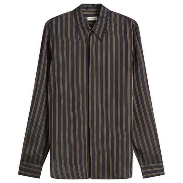 

Полосатая рубашка из купро Dries Van Noten, темно-синий
