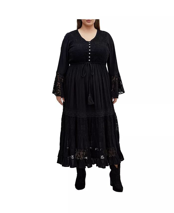 

Платье макси Tisha Lace Plus Size CITY CHIC, черный