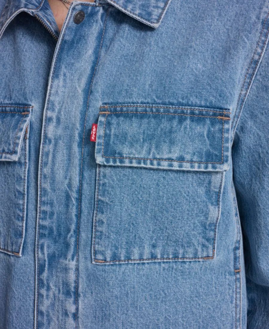 Мужская рубашка-куртка с передней молнией Levi's, Light Wash Denim — фото 4