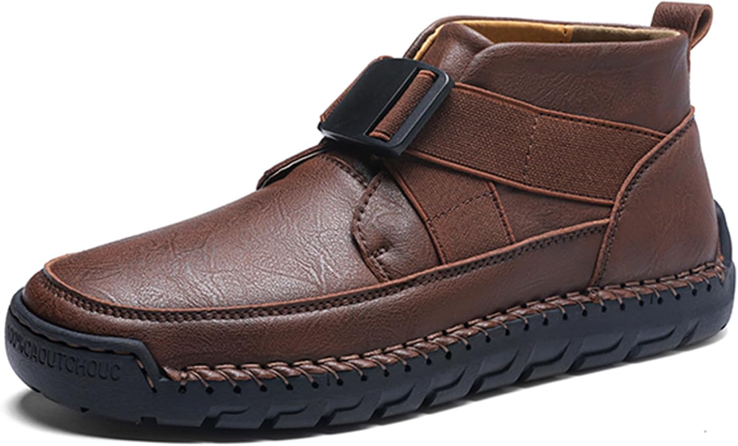 

Мужские кожаные ботинки с пряжкой Optigard Chukka, ручная строчка, удобная эластичная застежка, модель без шнурков, повседневные ботинки до щиколотки, для улицы, вождения, работы и прогулок, темно-коричневый