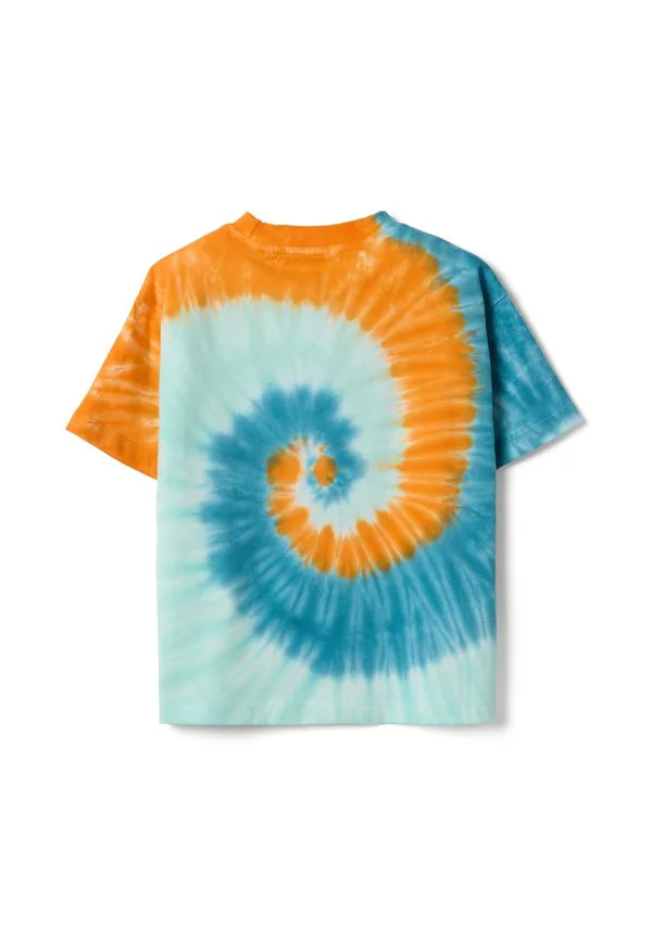 Футболка с разноцветным принтом в технике тай-дай Ovs, Orange/Sky Blue — фото 2