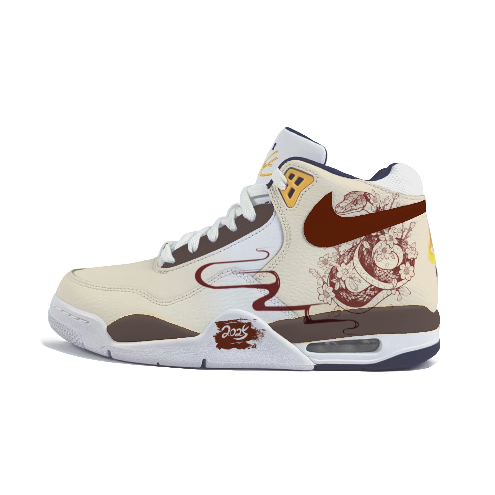 

Nike Легкие баскетбольные кроссовки Mid-Top с технологией Legacy Cushioning, антискользящей и износостойкой подошвой, винтажный дизайн, мужские, белый красный желтый