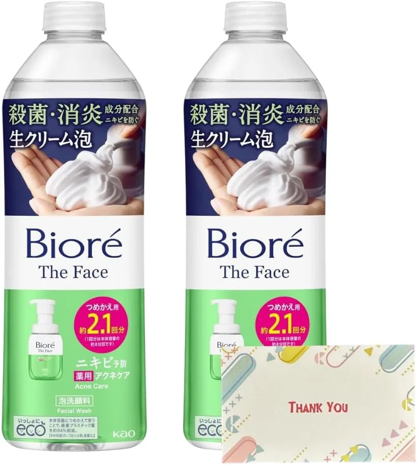 Набор для умывания Kao Biore The Face Acne Care, 340 мл, 2 шт, зеленый савоновый аромат