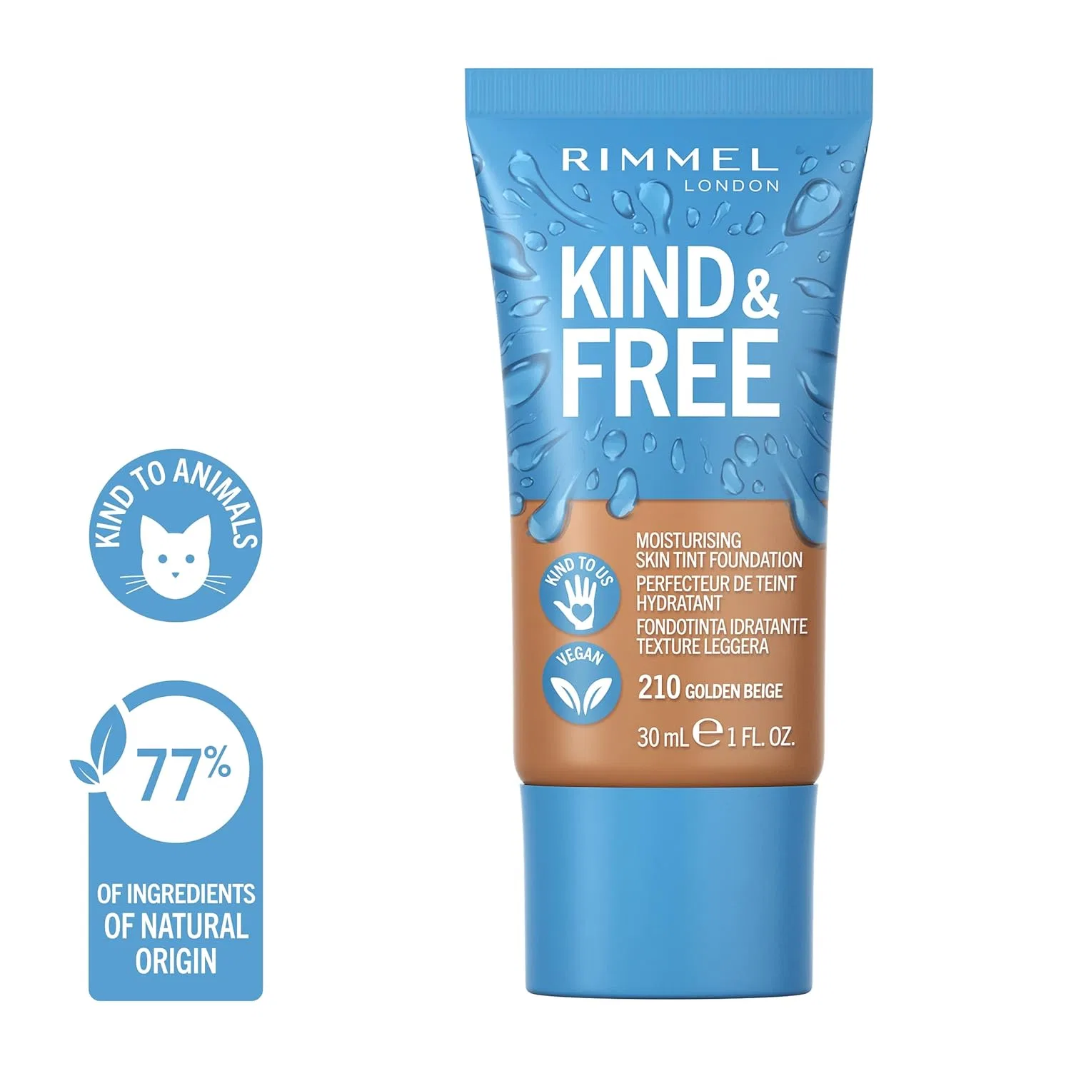 Тональный крем «K&F Skin Tint 201 Classic Beige» от Rimmel Rimmel, Golden Beige — фото 4