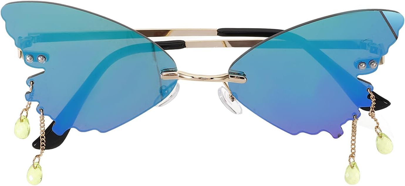 

Женские солнцезащитные очки-бабочки в безободковой оправе с золотой рамкой и изумрудными линзами, винтажные очки для вечеринок, легкие солнцезащитные очки с защитой от УФ-излучения для повседневной носки Abaodam, Multi