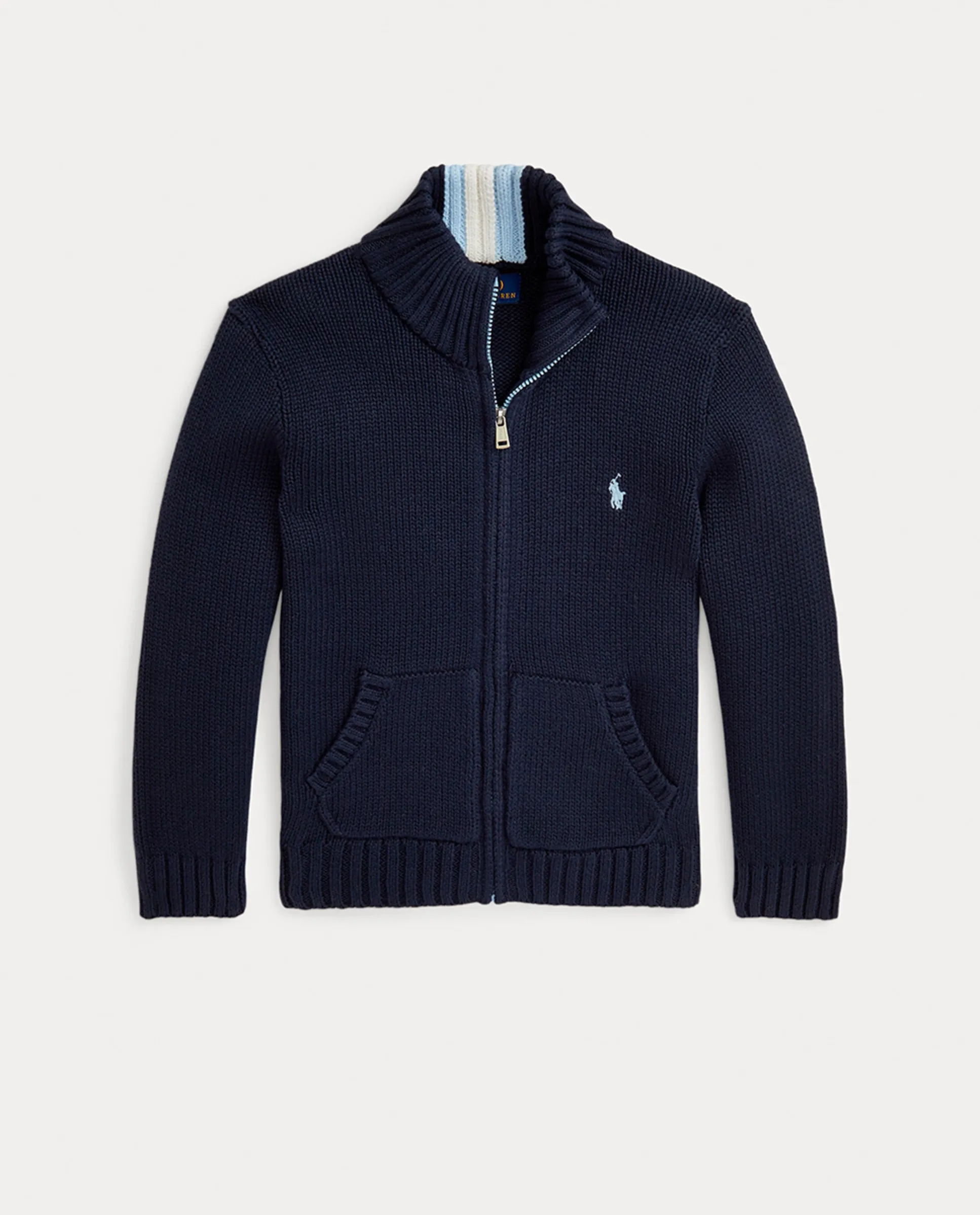

Детская хлопковая куртка на молнии Polo Ralph Lauren, темно-синий