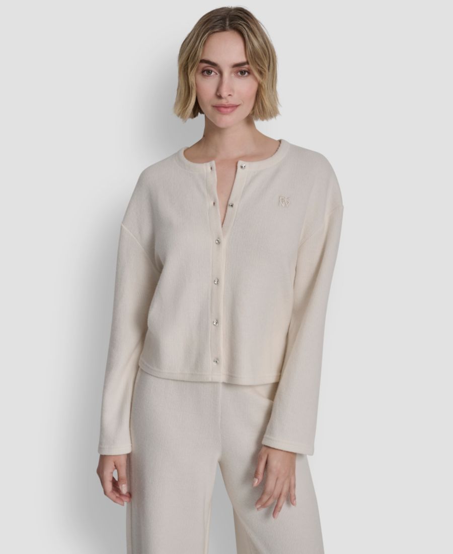 

Укороченный кардиган с длинными рукавами и застежкой на пуговицы спереди DKNY Jeans, Eggnog