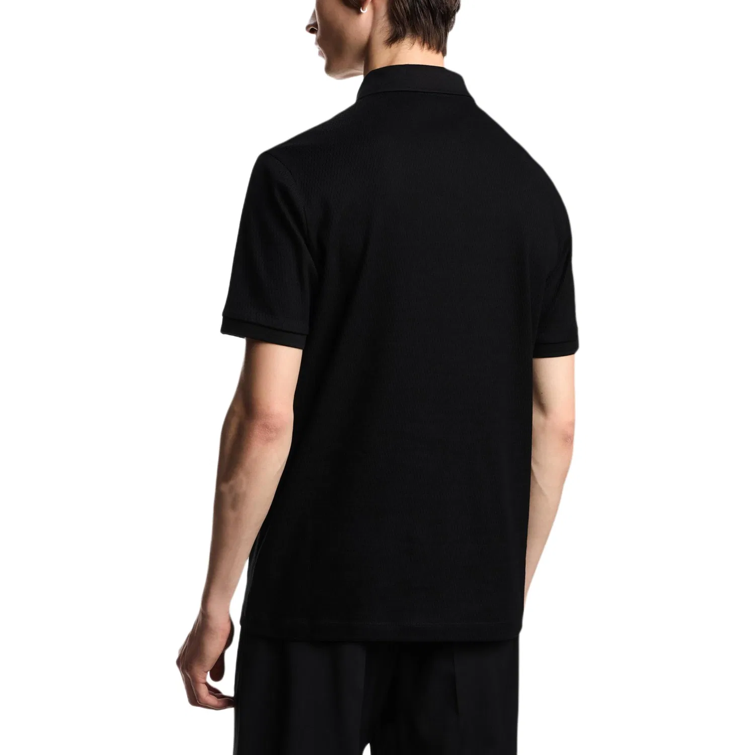 Джерси поло с вертикальным жаккардовым узором EMPORIO ARMANI, Black — фото 4