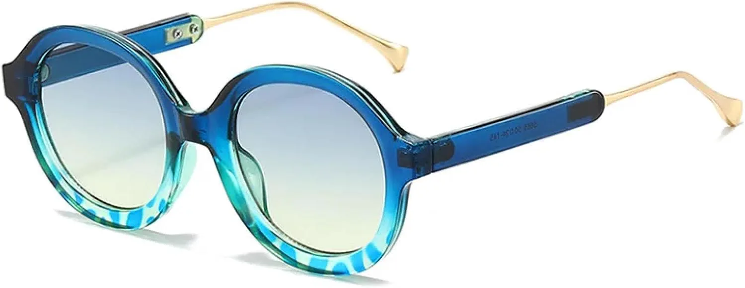 

Панк-солнцезащитные очки круглые женские, популярный модный градиентный дизайн, ретро-леопардовый принт, защита от УФ-излучения UV400 VVTWSSW, Blueleopard