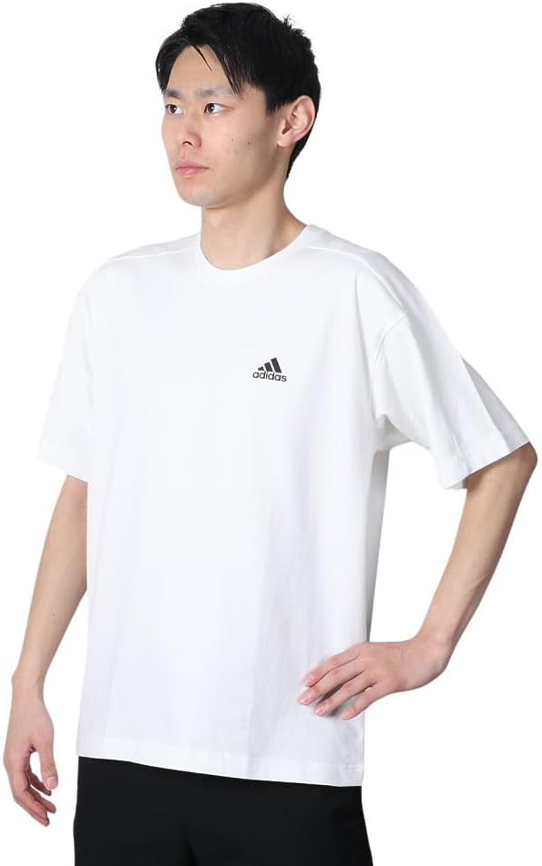 

Футболка с коротким рукавом и надписью, свободный крой, плотный однослойный трикотаж, унисекс, для взрослых, JSY30 Adidas, белый