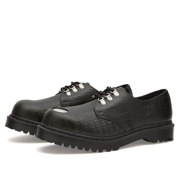 1461 steel toe 3 eye shoe Dr. Martens, зеленый analine croc emboss — фото 2