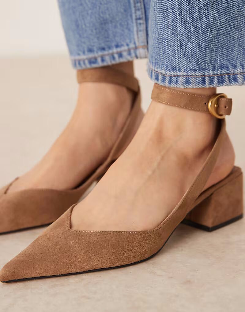Туфли на среднем каблуке ASOS DESIGN Sienna из серо-коричневой замши — фото 3