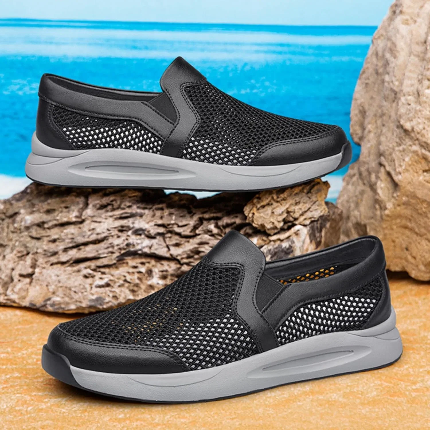 Лоферы мужские Breathable Mesh Loafers, Black Aokisx — фото 4