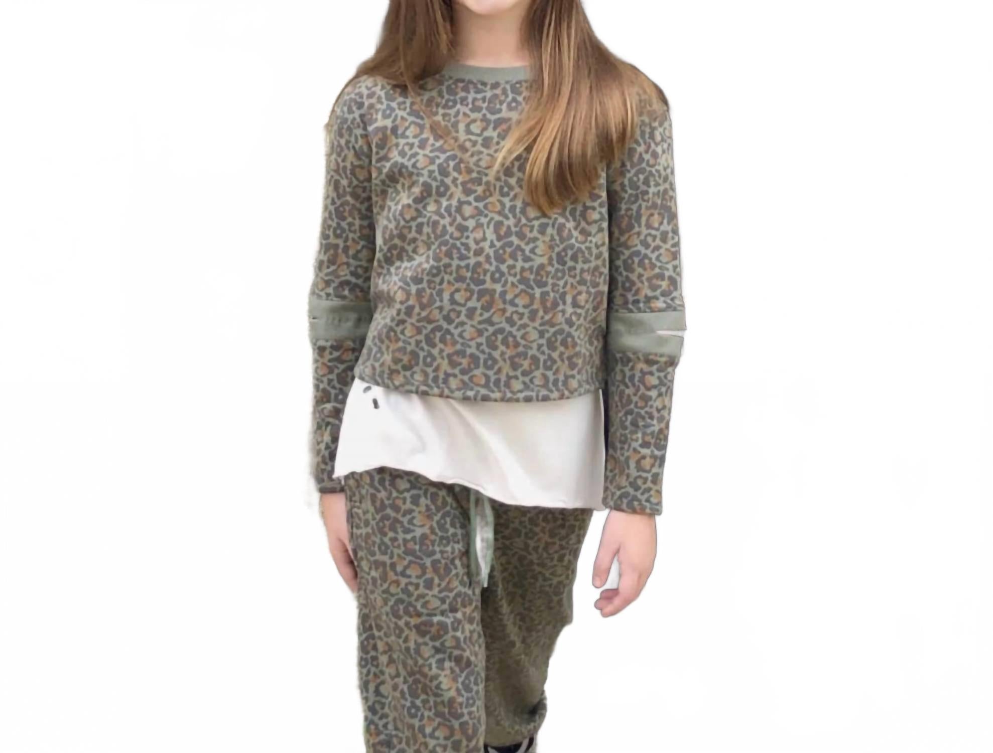 

Трендовая леопардовая толстовка для подростков в сером леопардовом принте Paper Flower