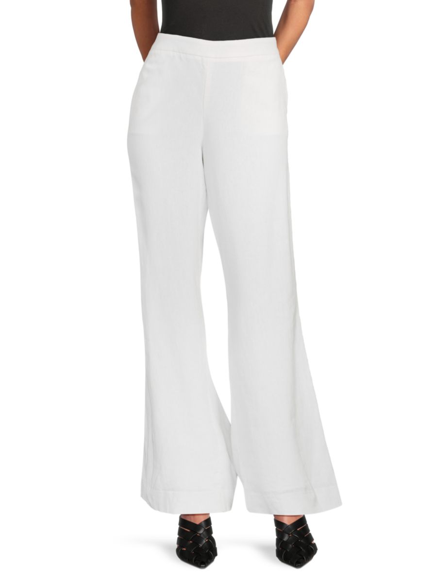 

Широкие брюки из смесовой льняной ткани Halston, кремовый