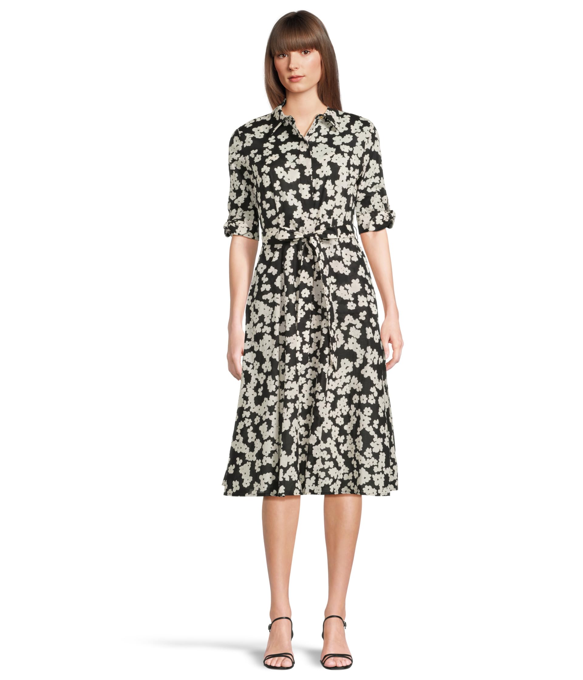 

Платье Calvin Klein Floral Cotton Shirt Dress, Black/Pristine