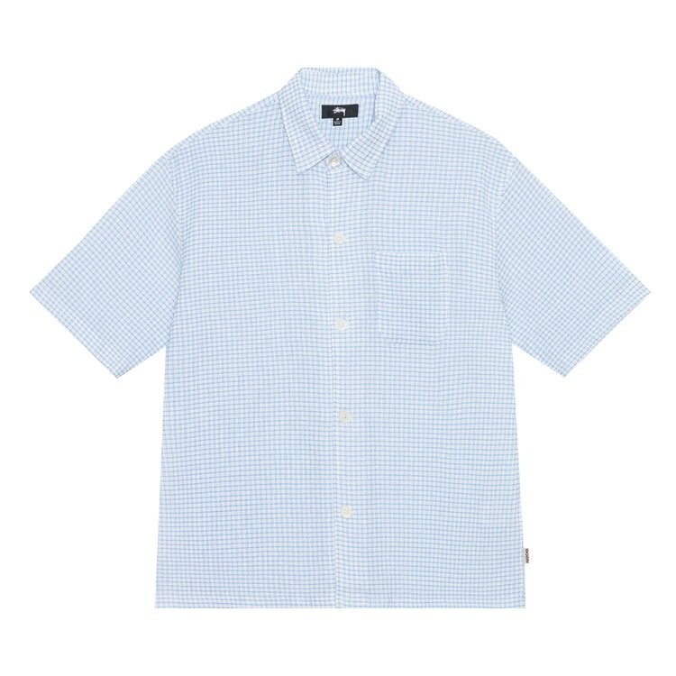 

Рубашка Stussy Boxy Flat Hem Crinkled Shirt, синий