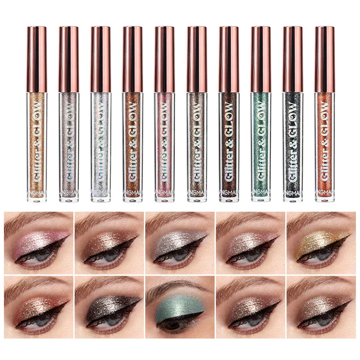 Набор жидких теней для век с глиттером, 10 цветов Beauty Searcher