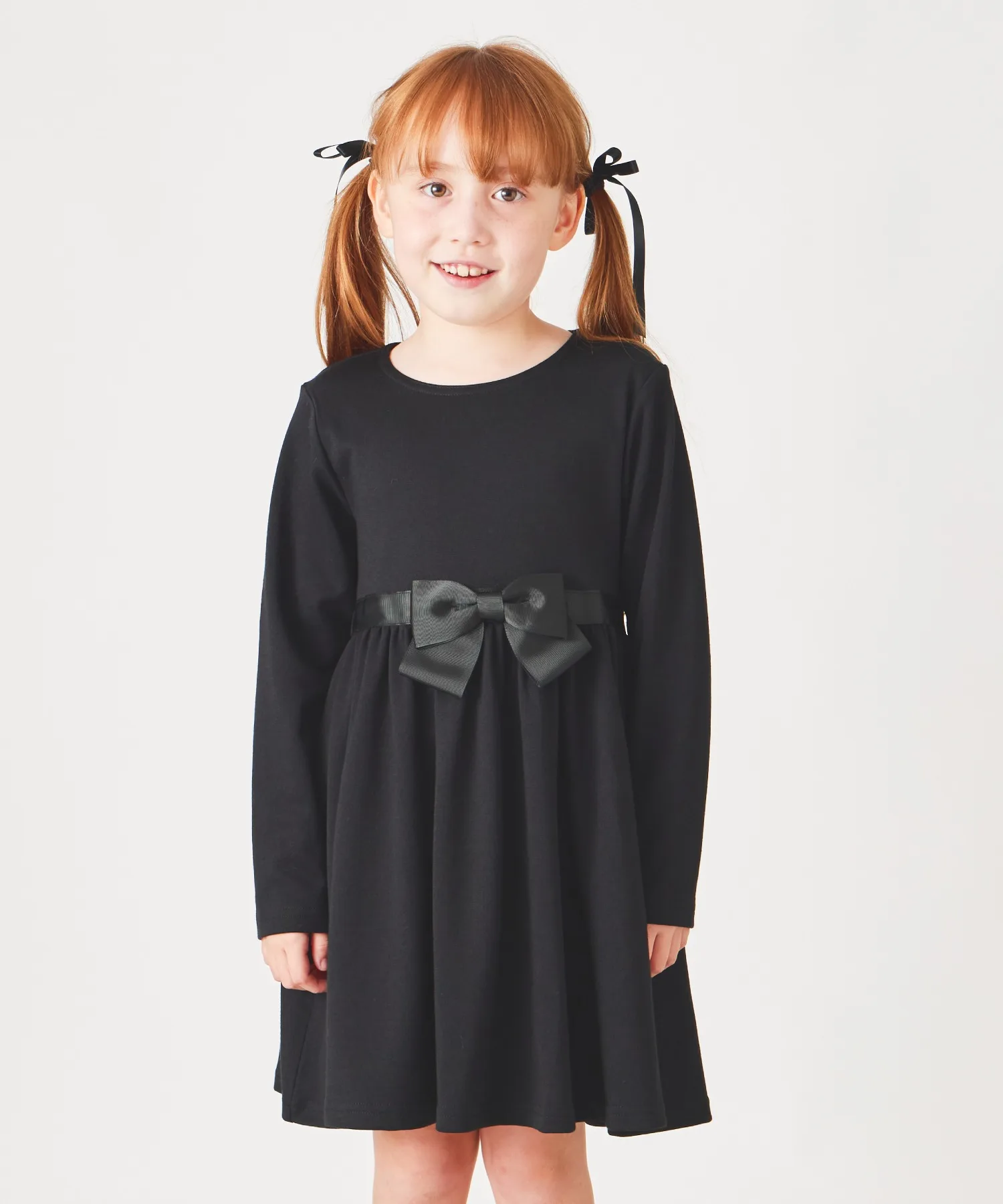 Детское платье длинное с рукавами и бантом ever closet Formal Dress черное