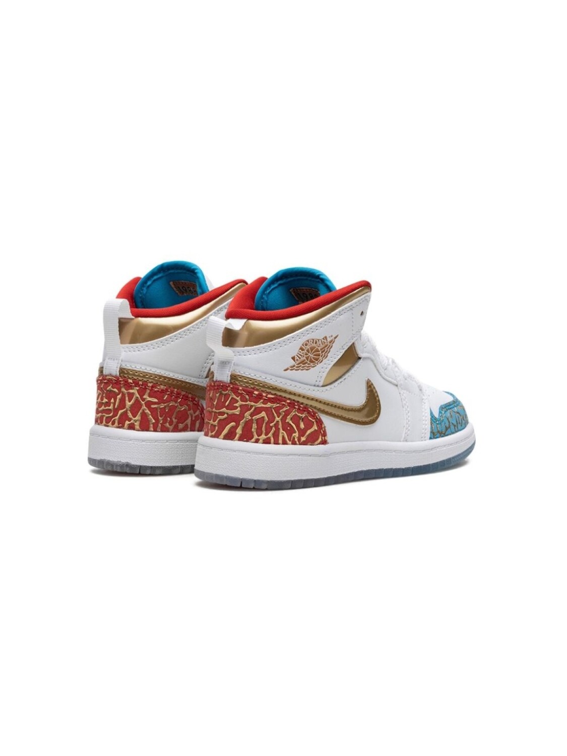 Кроссовки Air Jordan 1 Mid UNC to CHI Jordan Kids, белый — фото 4