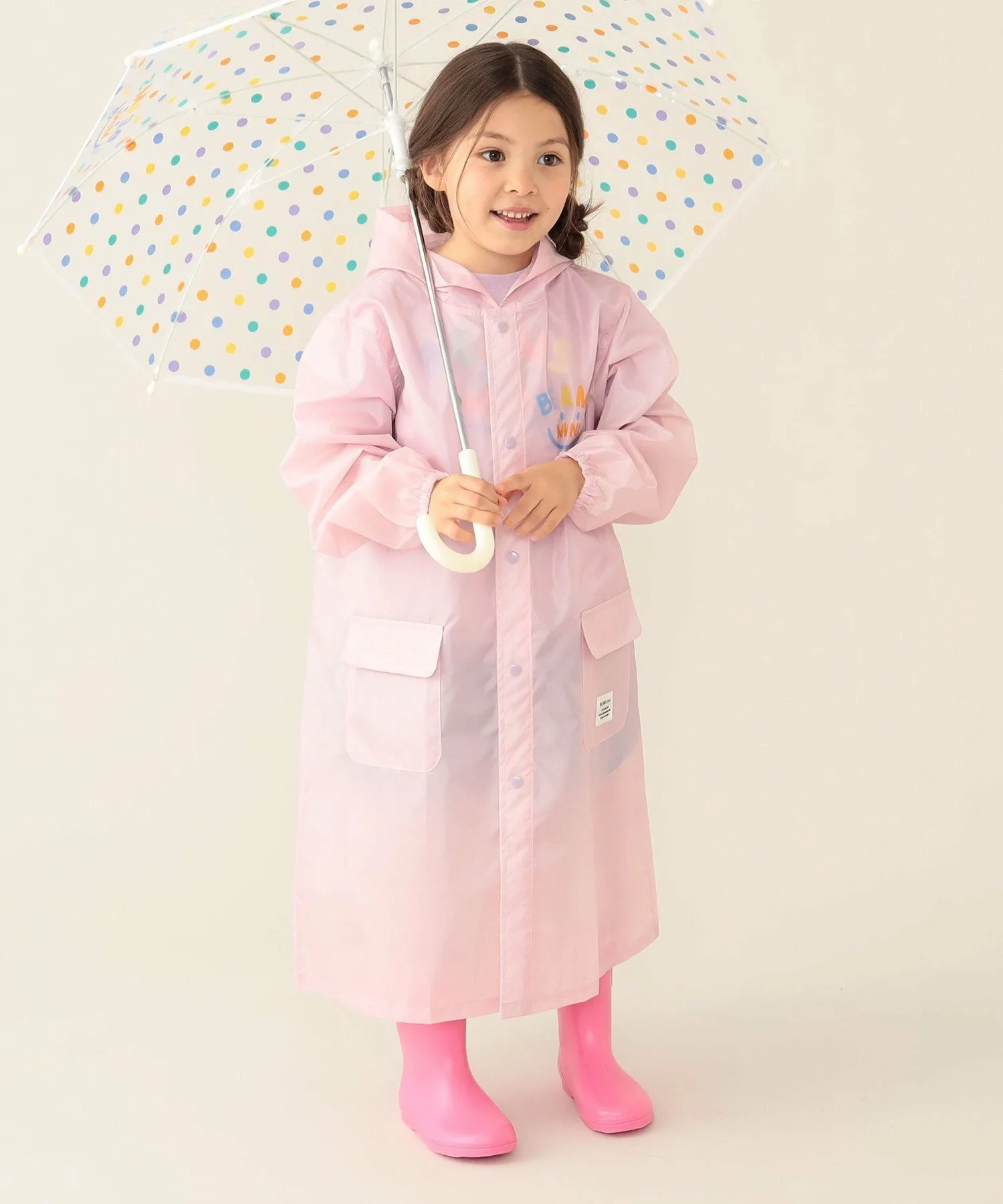Дождевик Smile (95-130 см) для нового учебного года Beams Mini, PINK