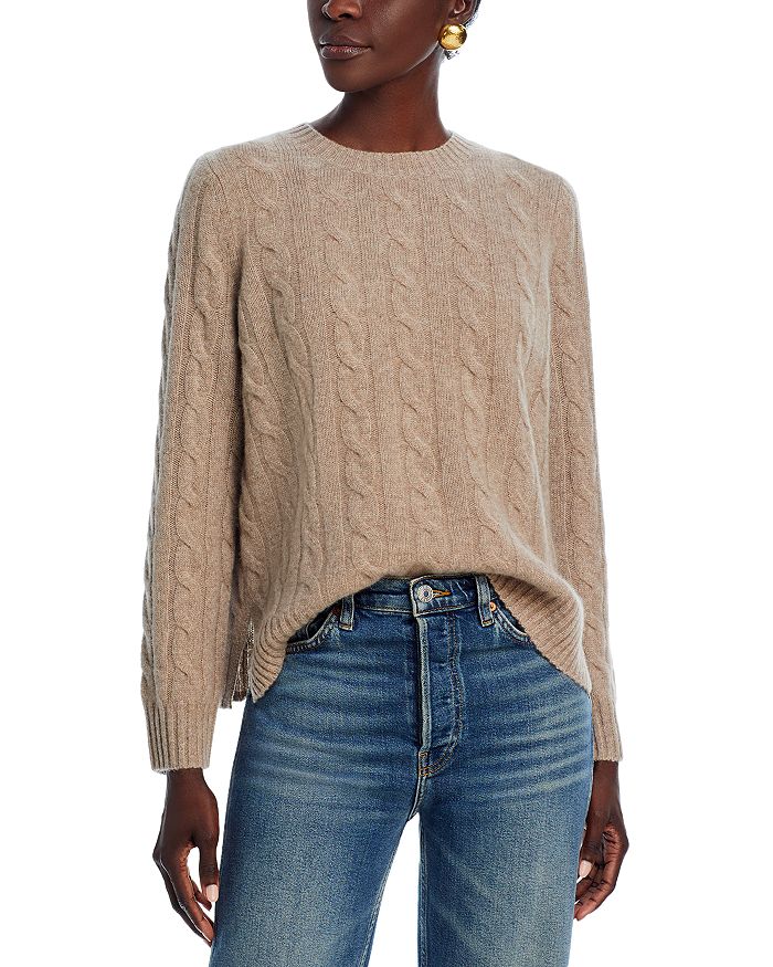 

Кашемировый свитер с круглым вырезом - эксклюзив C by Bloomingdale's Cashmere, коричневый/бежевый