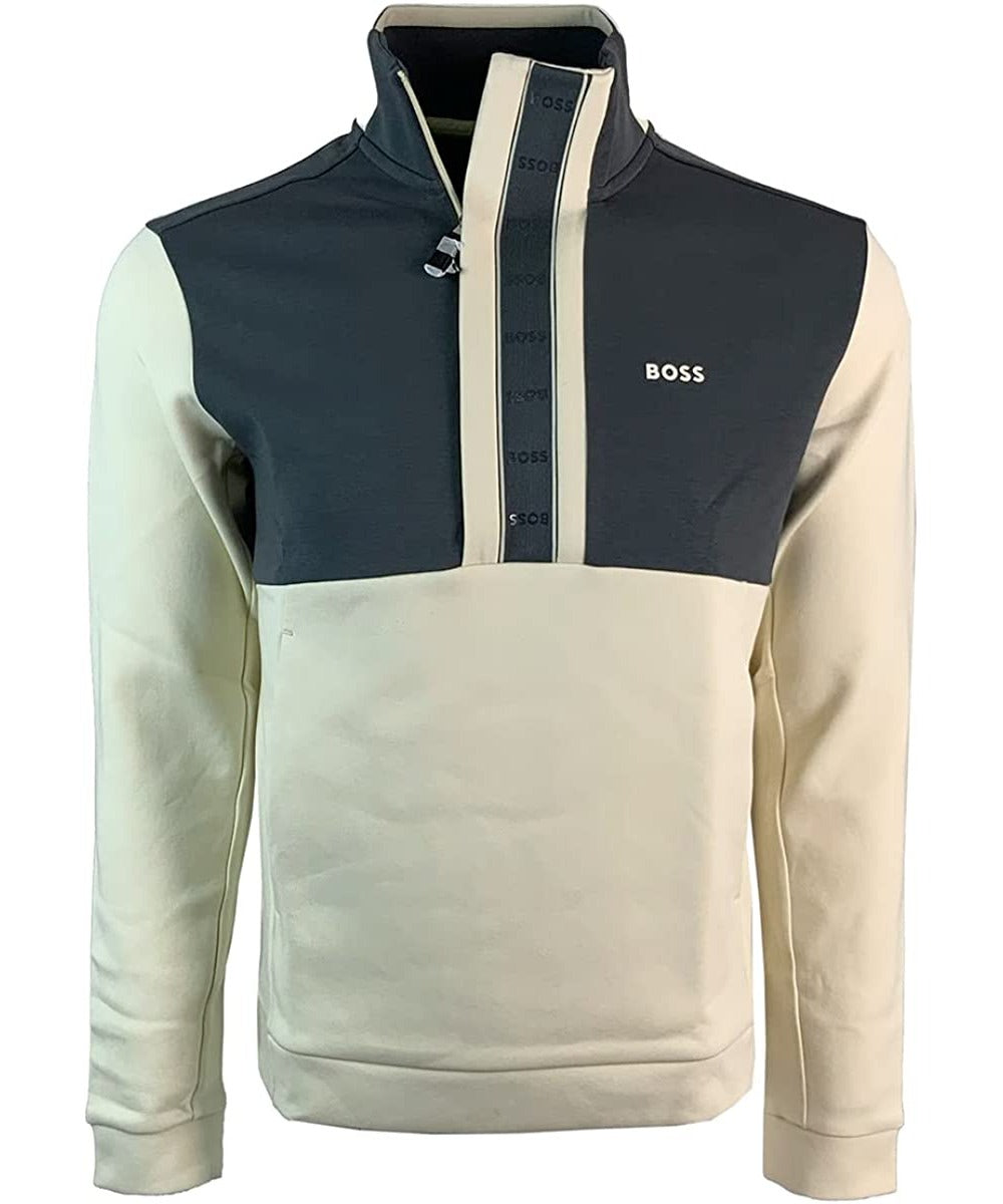 

Мужская толстовка Hugo Boss Quarter Zip, бежево-серая толстовка