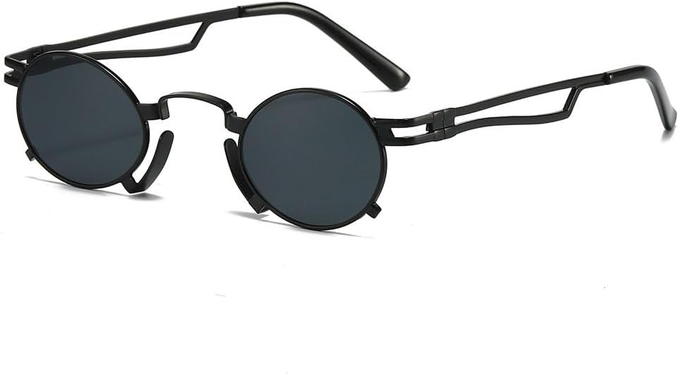 

Модные женские круглые солнцезащитные очки в стиле стимпанк, мужские черные солнцезащитные очки в стиле панк, винтажные солнцезащитные очки для женщин, защита от солнца WNCKSQ, Black