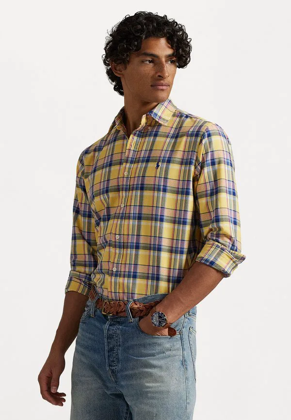 Рубашка оксфордская tattersall, сшитая на заказ Polo Ralph Lauren, Yellow/Pink Multi