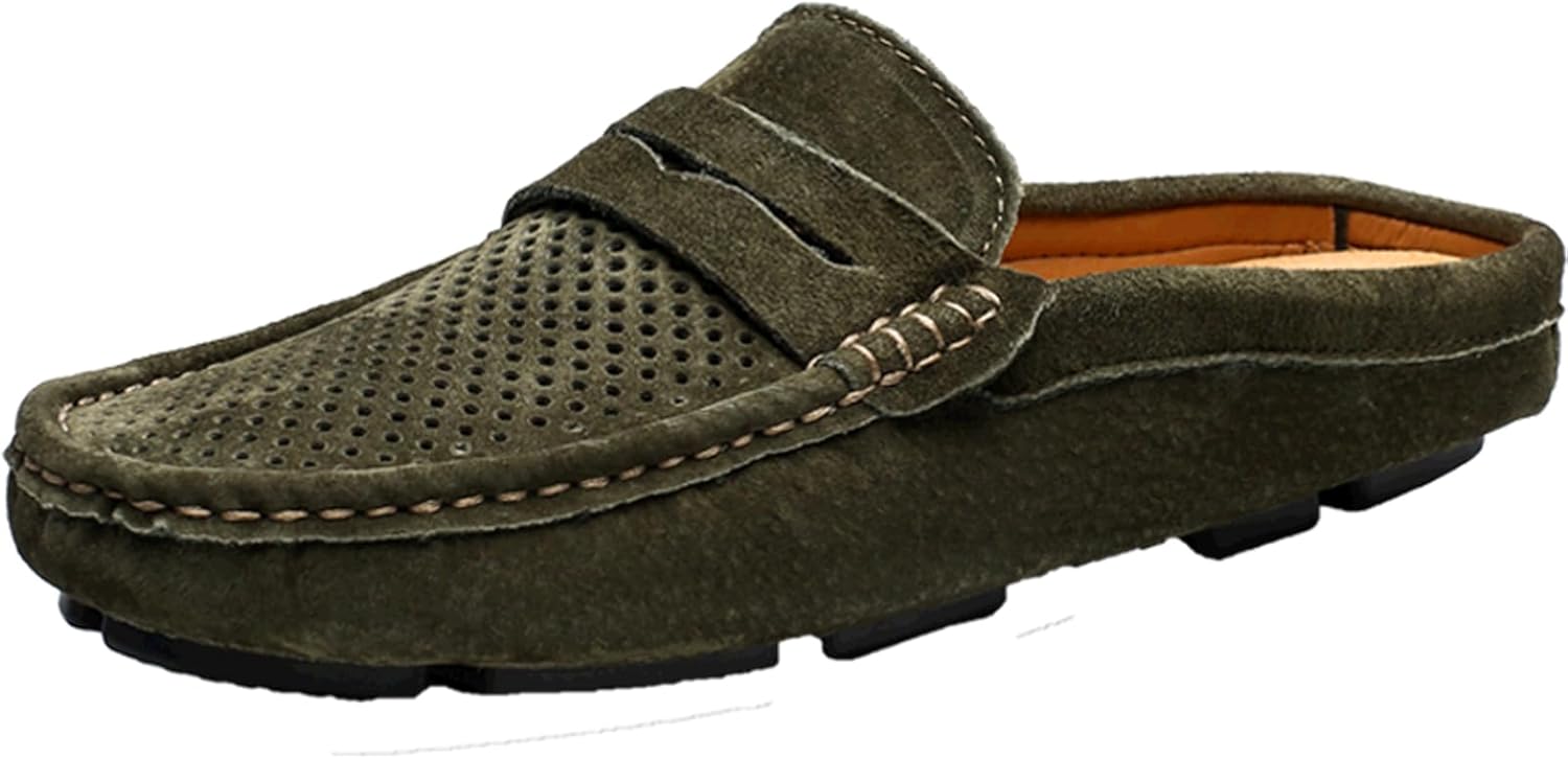 

Мужские слипоны Abborora, тапочки, кожаные лоферы, формальная и повседневная обувь с открытой пяткой, бизнес-кэжуал, мужские обувь, зеленый