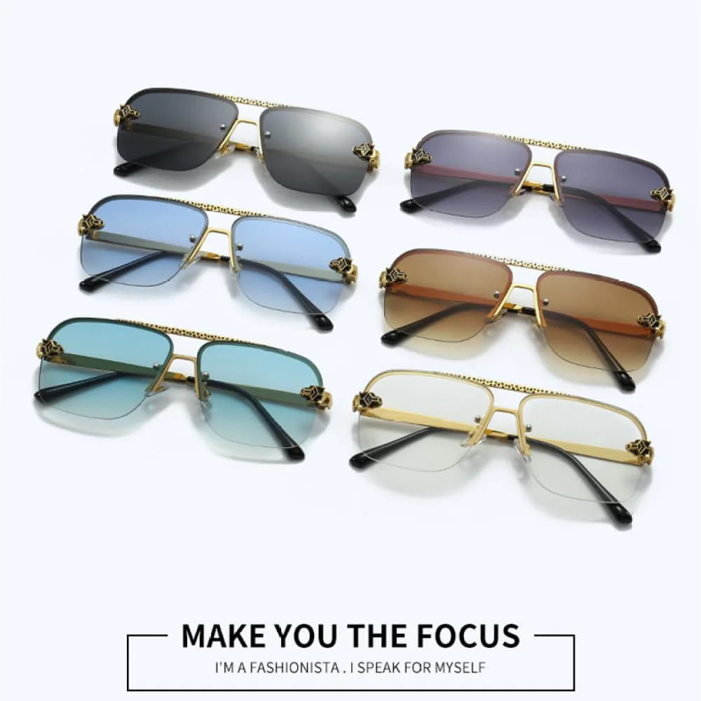 

Мужские солнцезащитные очки без оправы, роскошные, большие, в стиле ретро, ​​с леопардовым принтом, защитные очки с защитой от УФ-излучения UV400 LVTFCO, 6