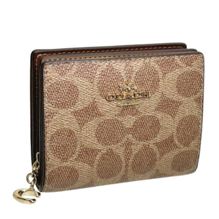 

COACH Миниатюрный женский кошелек из лакированного холста Tan, Tan