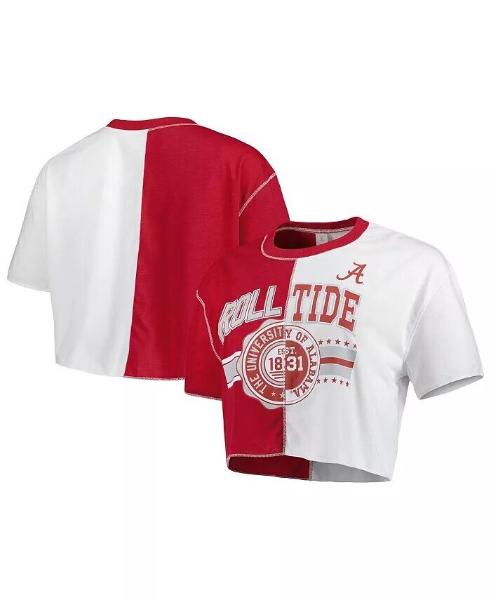 

Женская укороченная футболка Alabama Crimson Tide Colorblock, малинового и белого цвета ZooZatz