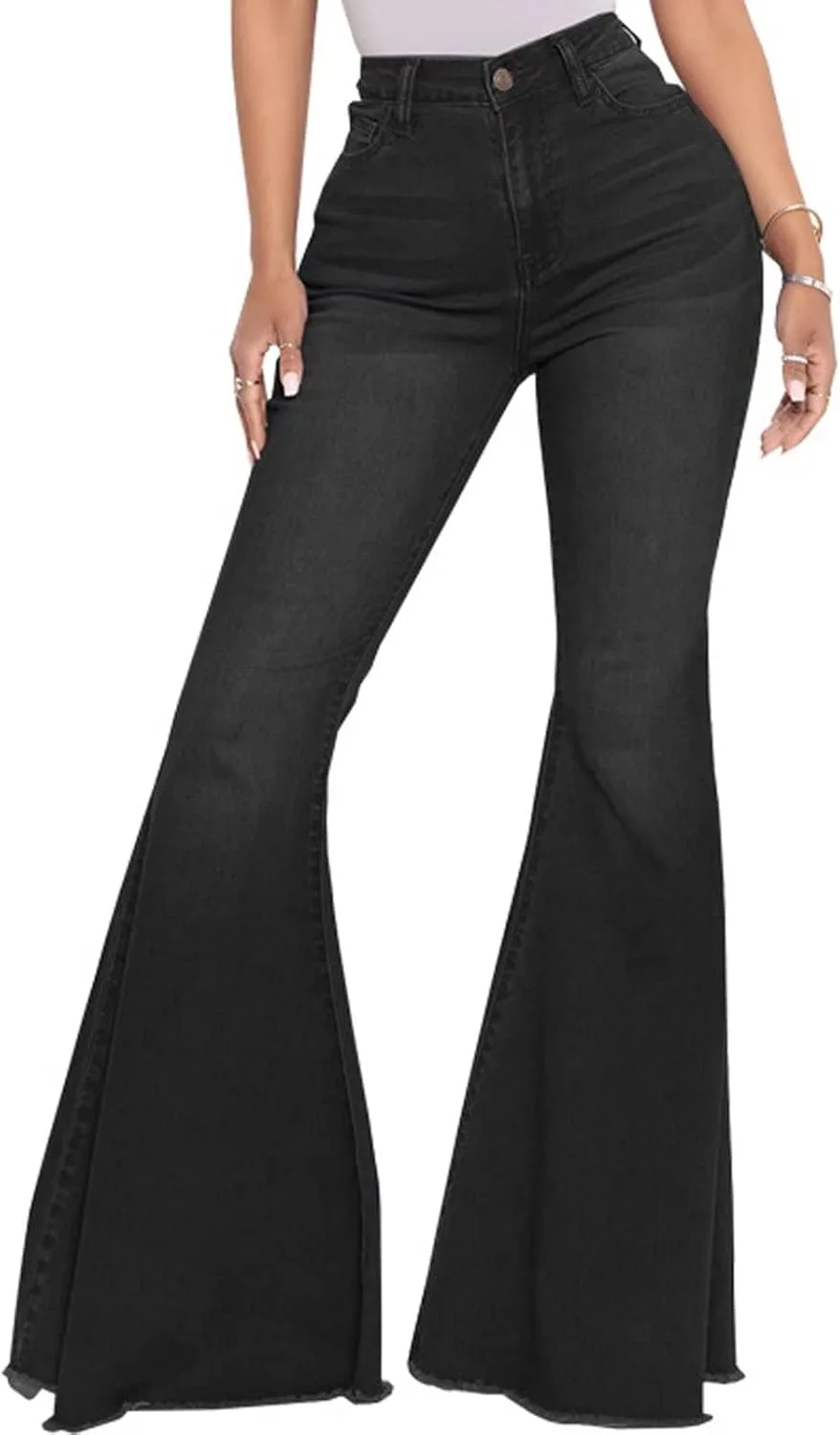 

Женские джинсы Bell Bottom High Waisted Flare с потертостями DinyIn