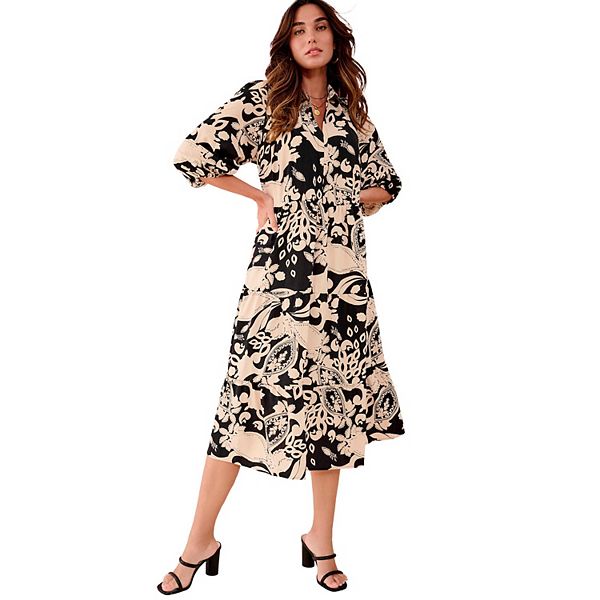 

Женское платье-рубашка с рукавами-фонариками plus size Roaman'S