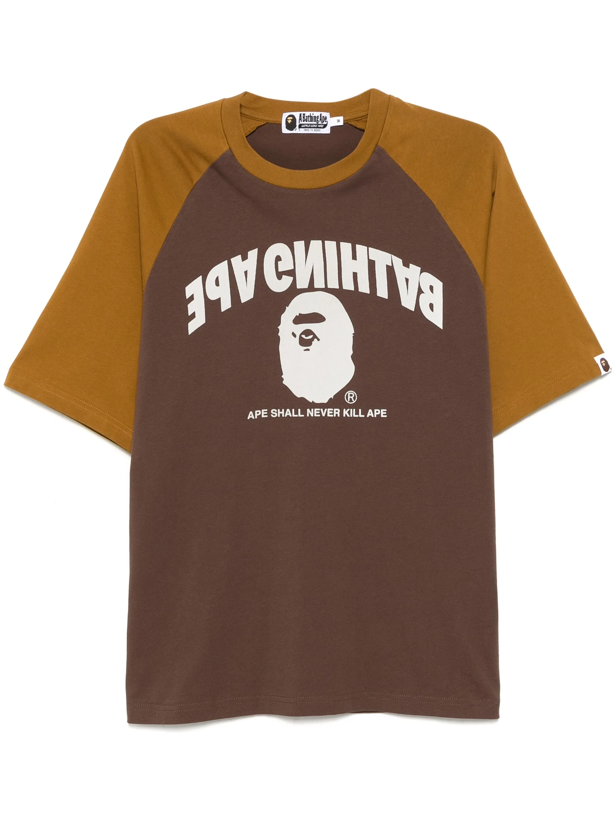 Футболка College свободного кроя с рукавами реглан A Bathing Ape, коричневый