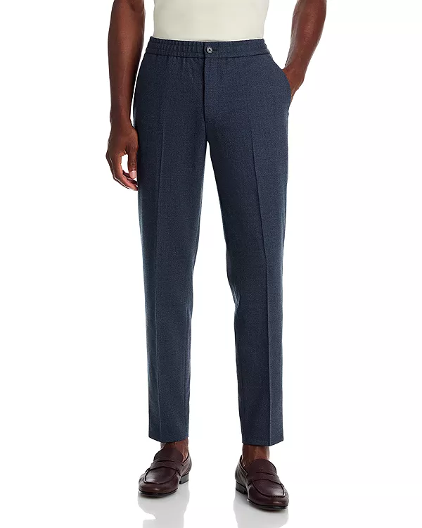 

Брюки Mayer из фланели с завязками и эластичным поясом Theory, синий