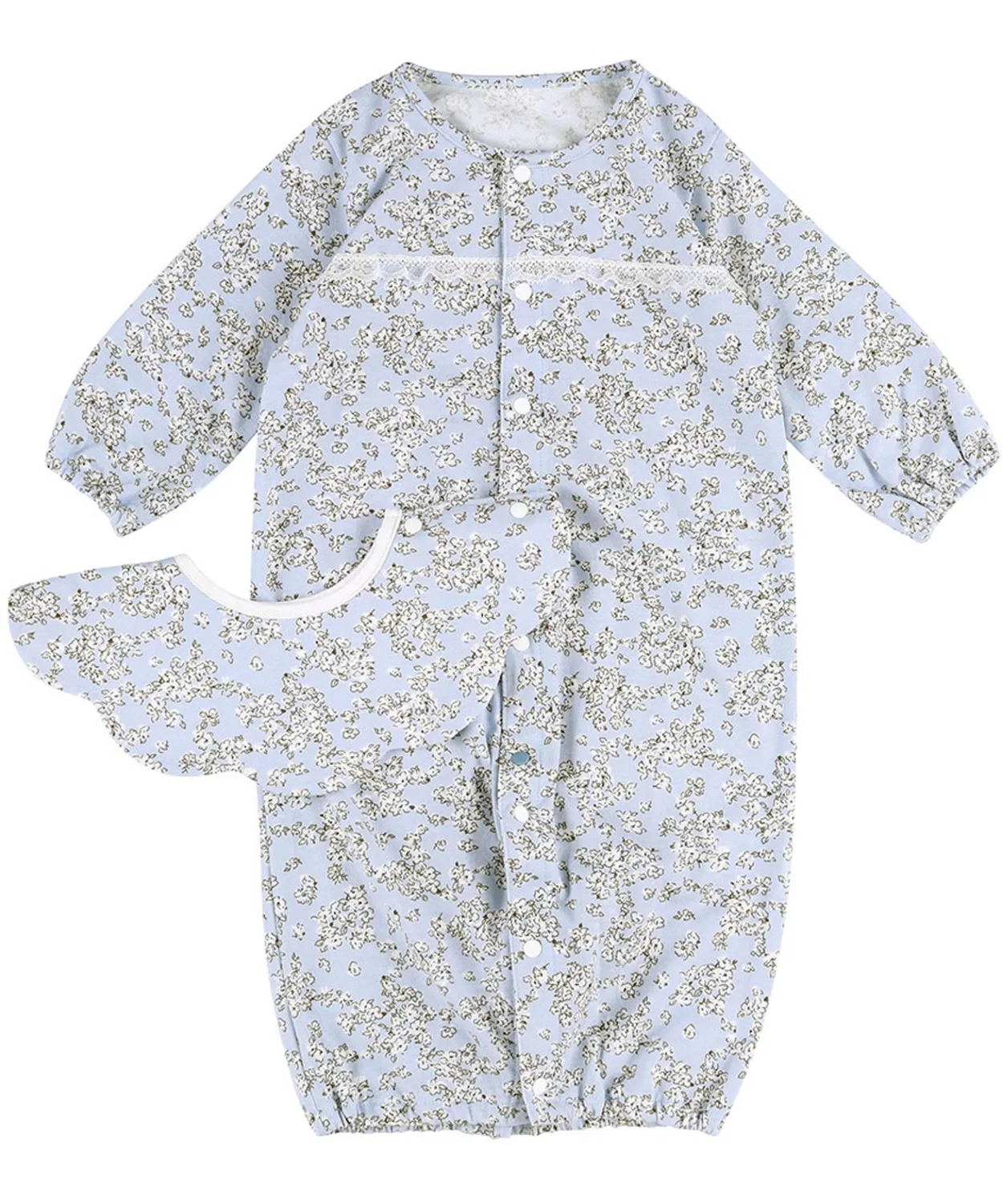 Детский боди с длинным рукавом и слюнявчиком Wacoal Baby, цвет синий