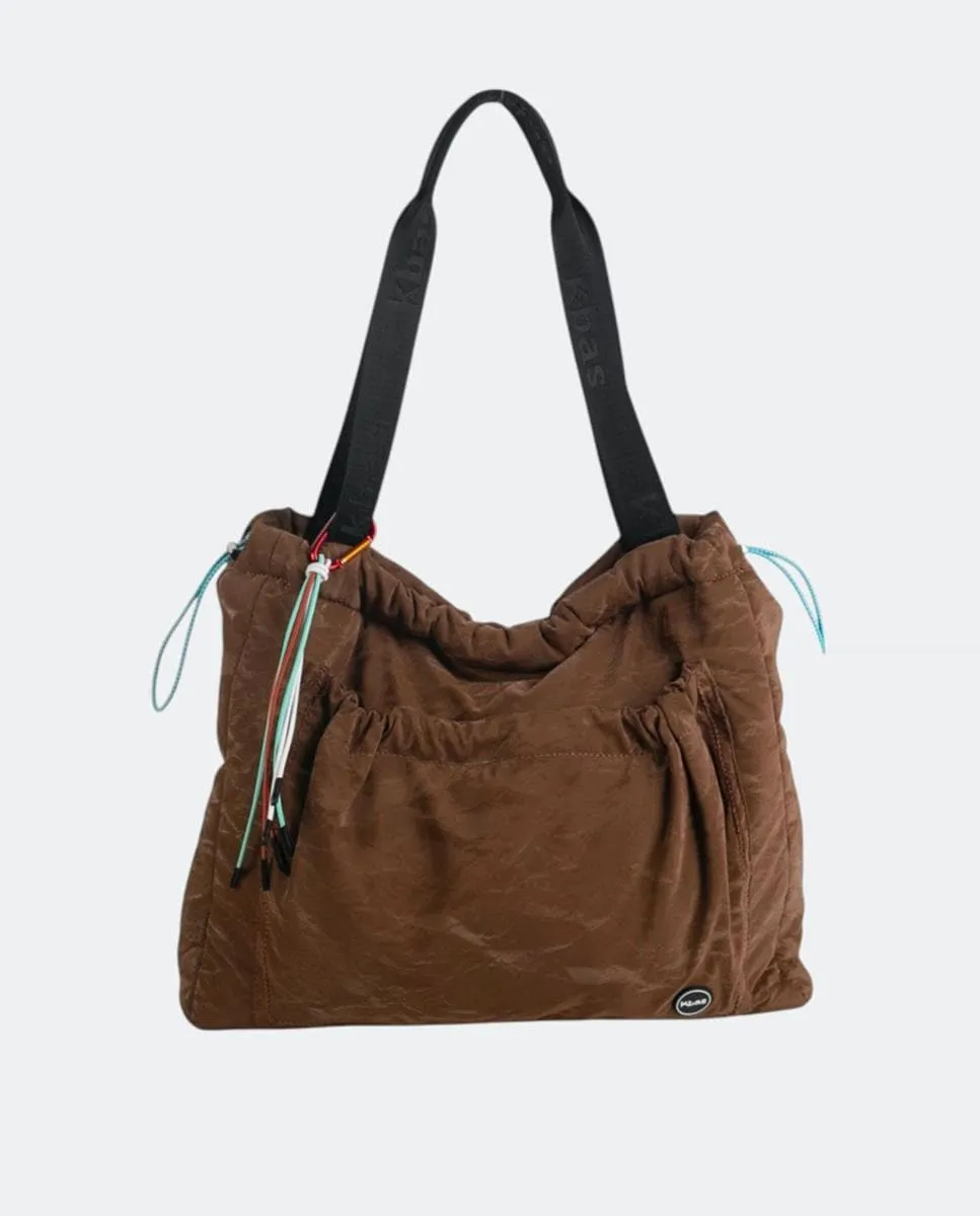 

Сумка хобо из нейлона с застежкой-молнией Kbas, коричневый