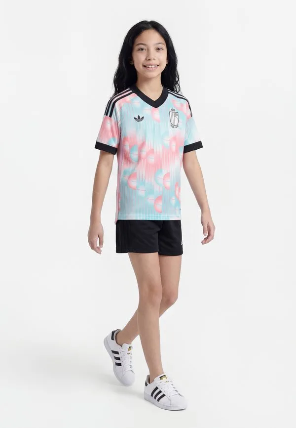 Детская спортивная футболка с надписью «бельгия» Adidas Originals, Frozen Blue/Black