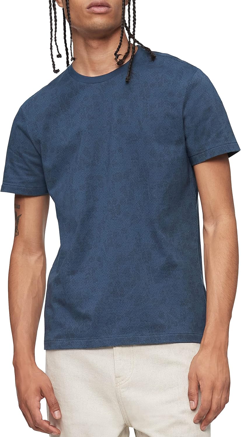 

Мужская футболка Calvin Klein из гладкого хлопка с круглым вырезом и принтом, Ink