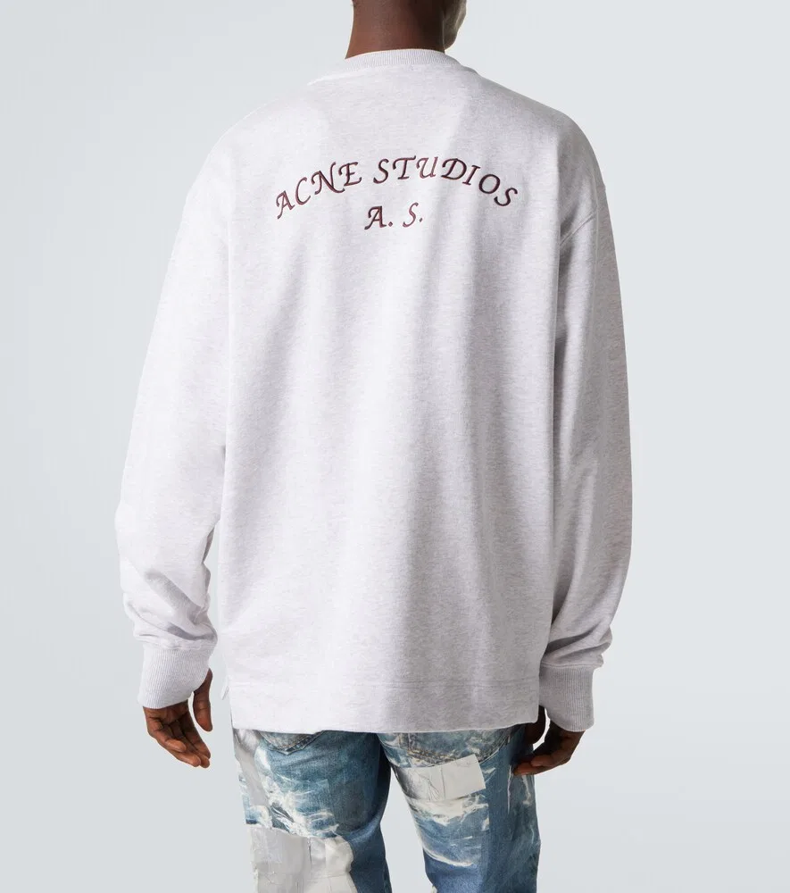 Толстовка из хлопковой смеси с вышитым логотипом Acne Studios, серый — фото 4