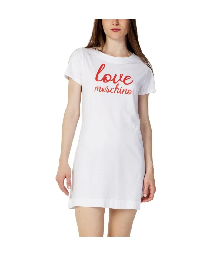 

Белое хлопковое платье-футболка Love Moschino, белый