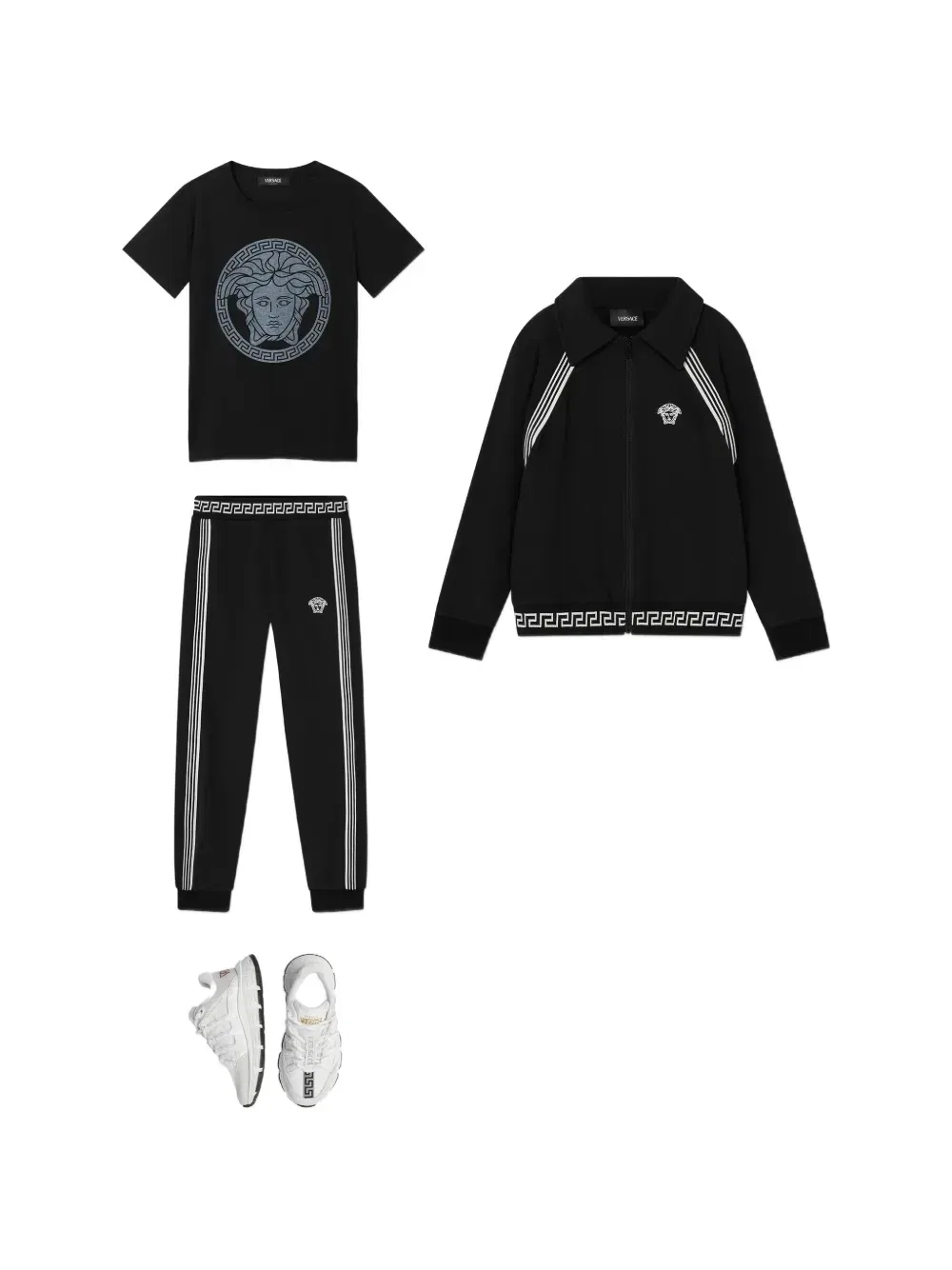 Хлопковая толстовка на молнии Versace Kids, черный — фото 4
