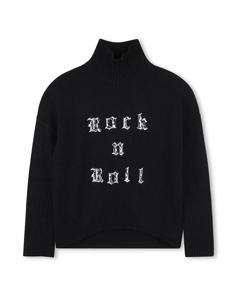 

Детский свитер черного цвета с длинным рукавом Zadig & Voltaire