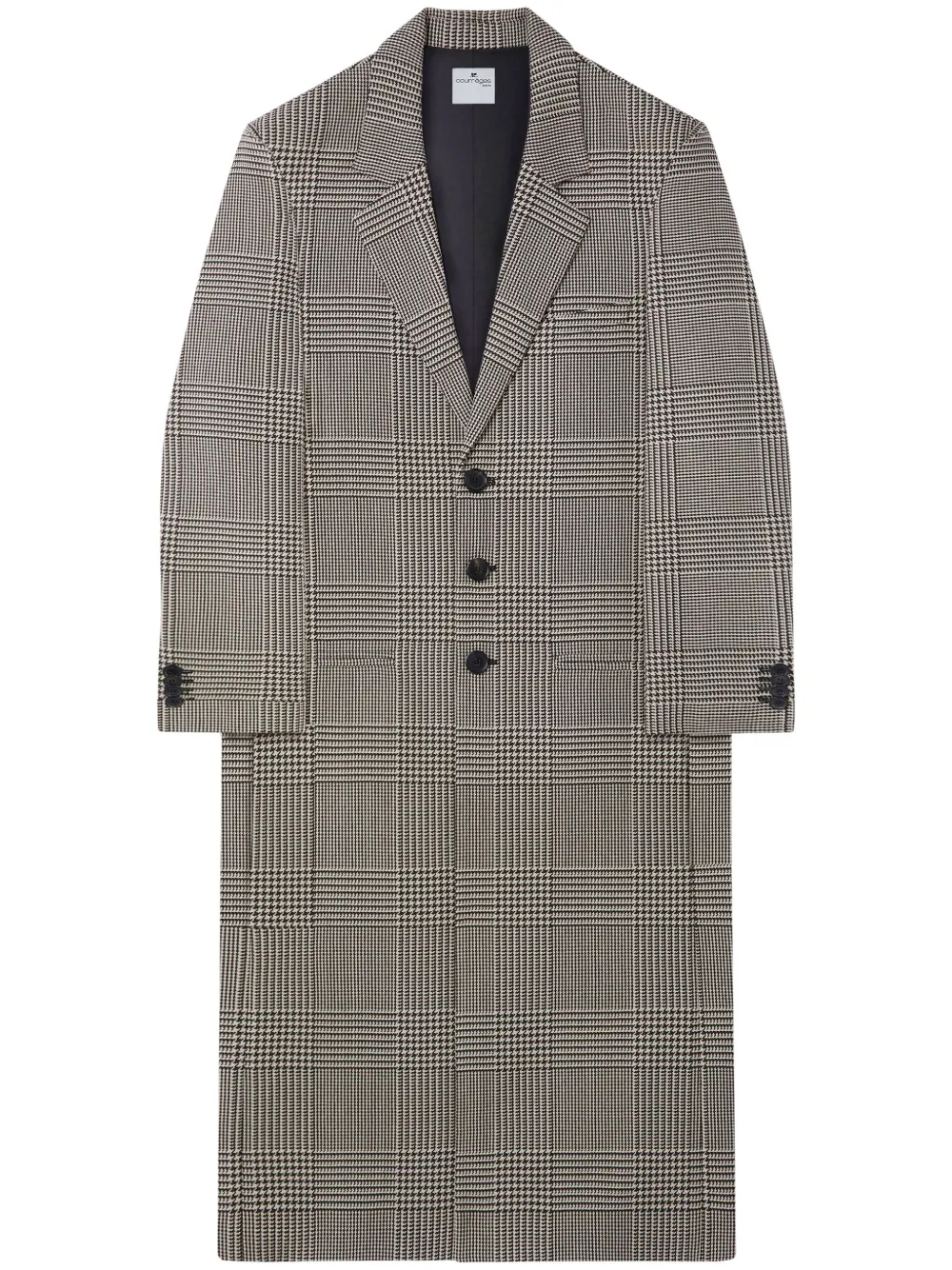 

Однобортное пальто с узором Prince of Wales Courrèges, черный