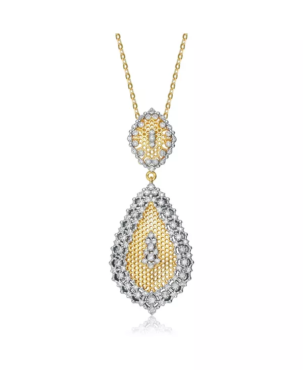 

Ожерелье с подвеской в форме капли, покрытое белым золотом и 14-каратным золотом с кубическими циркониями Rachel Glauber, gold