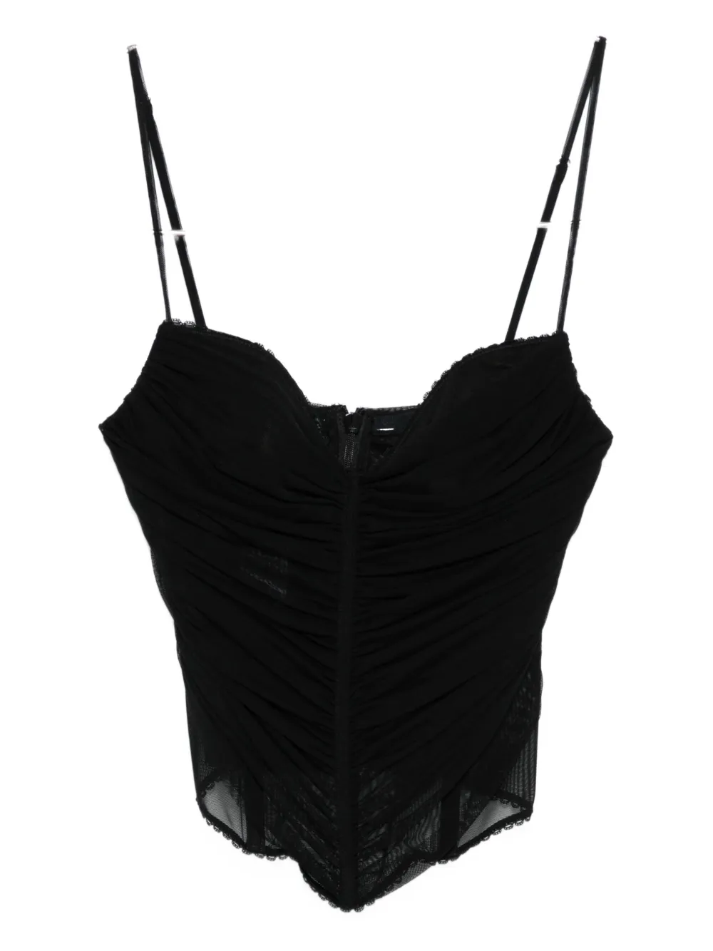 

Топ из сетки с рюшами BLUMARINE, черный