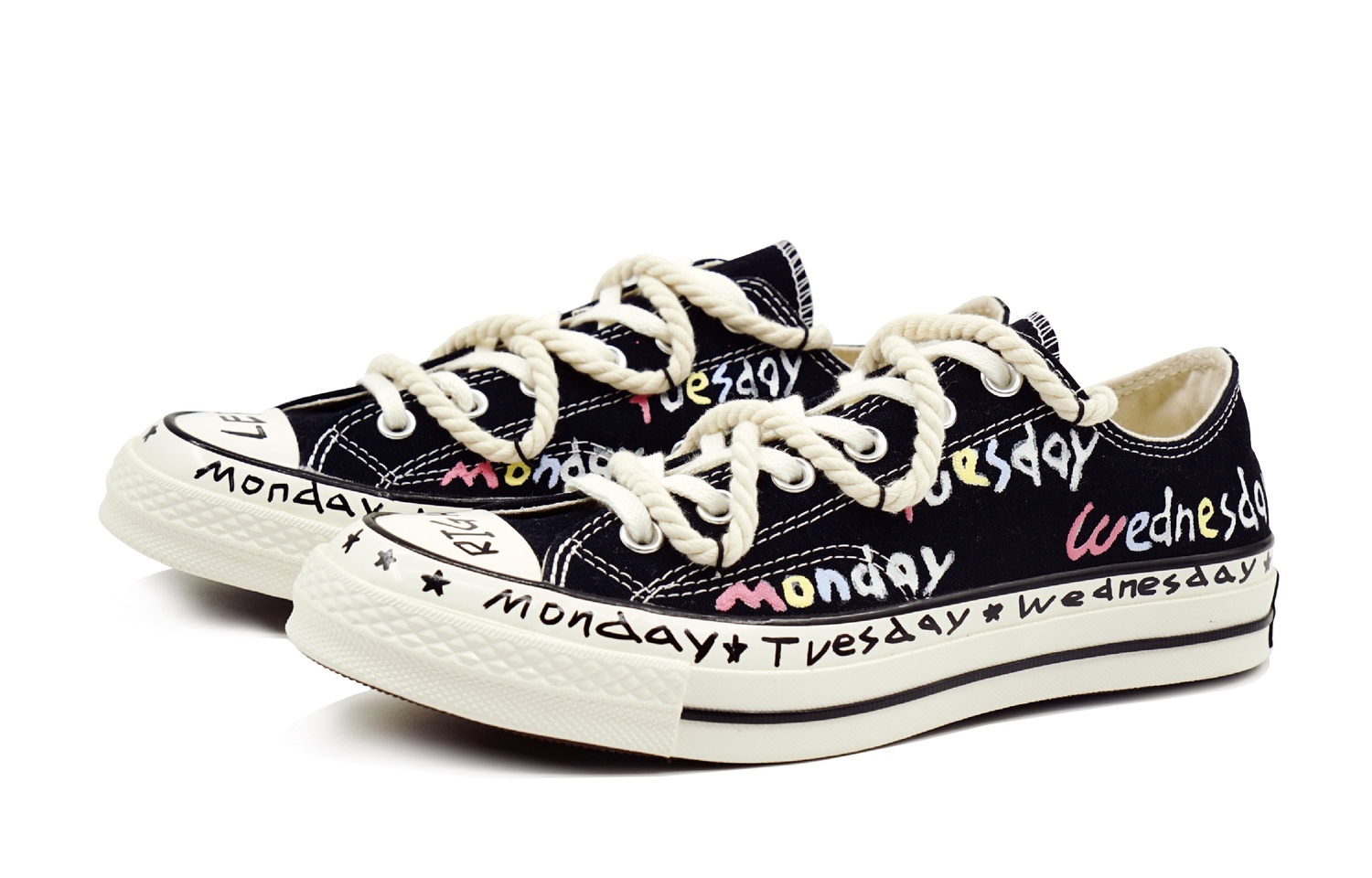 Chuck Taylor All Star 70s Ink Color Week, винтажный потертый стиль, износостойкий и легкий низкий верх Converse, черный — фото 2